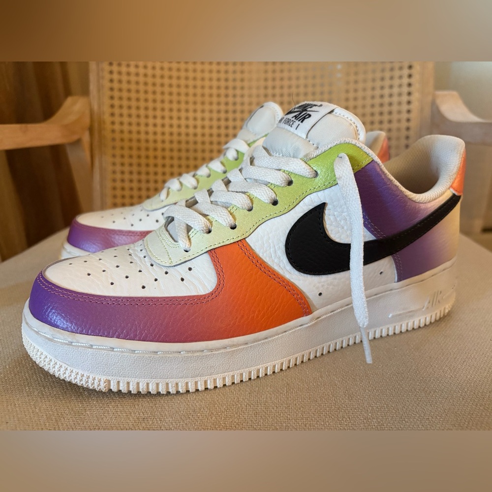 Nike Air Force 1 White with Purple, Orange, Green, and Black